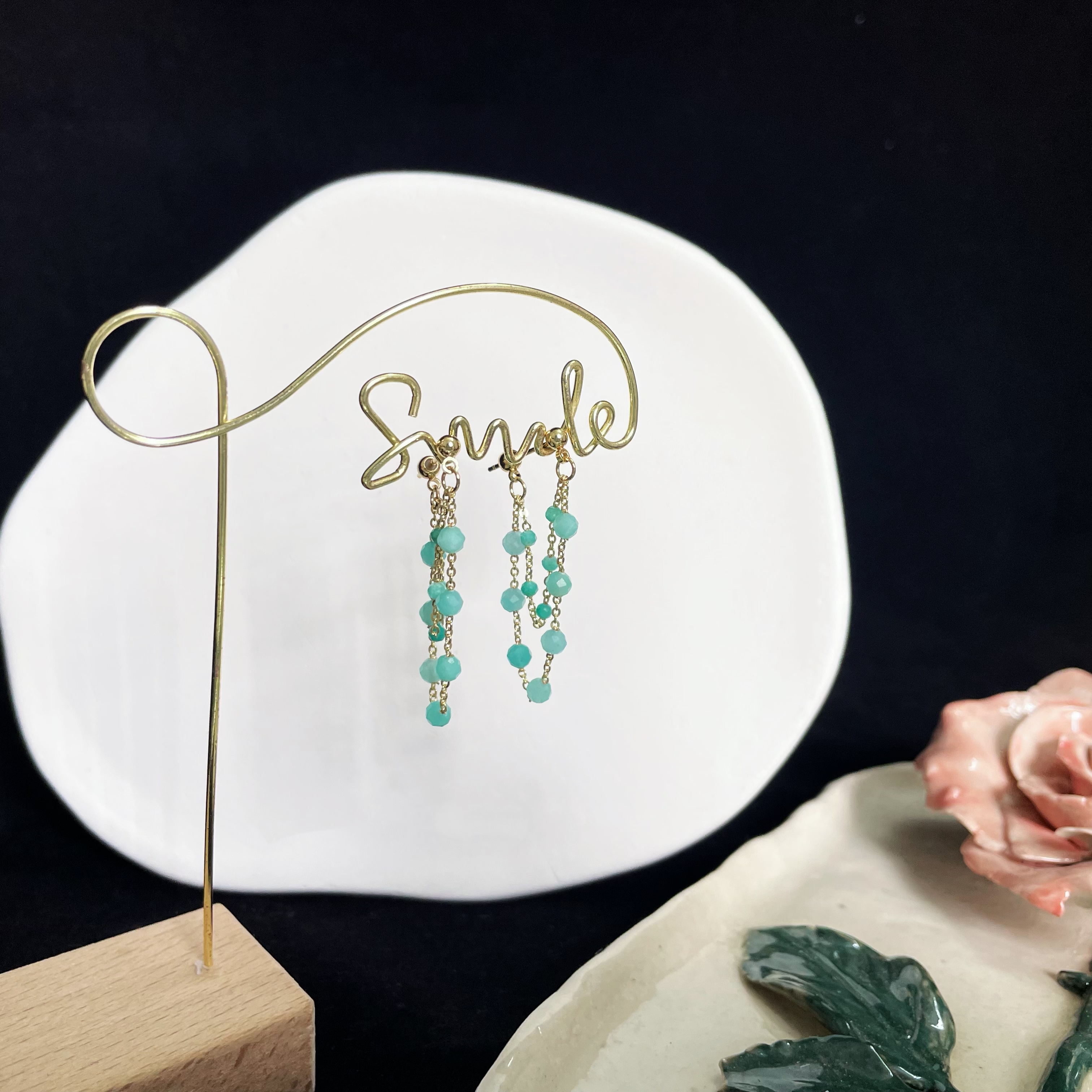 Double Amazonite Chains Semi-Hook Earrings