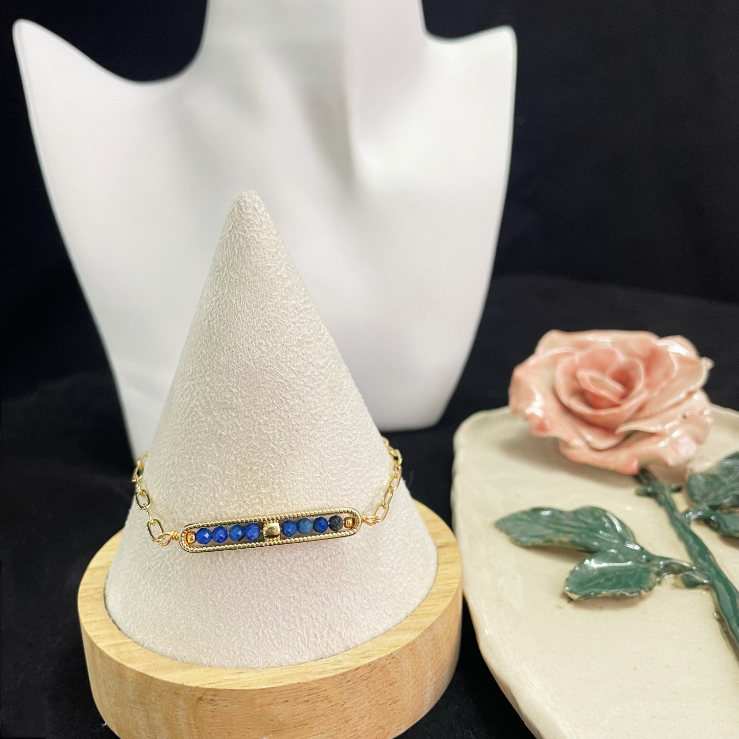 Lapis Lazuli Rectangular Chain Bracelet: Elegance in Every Link