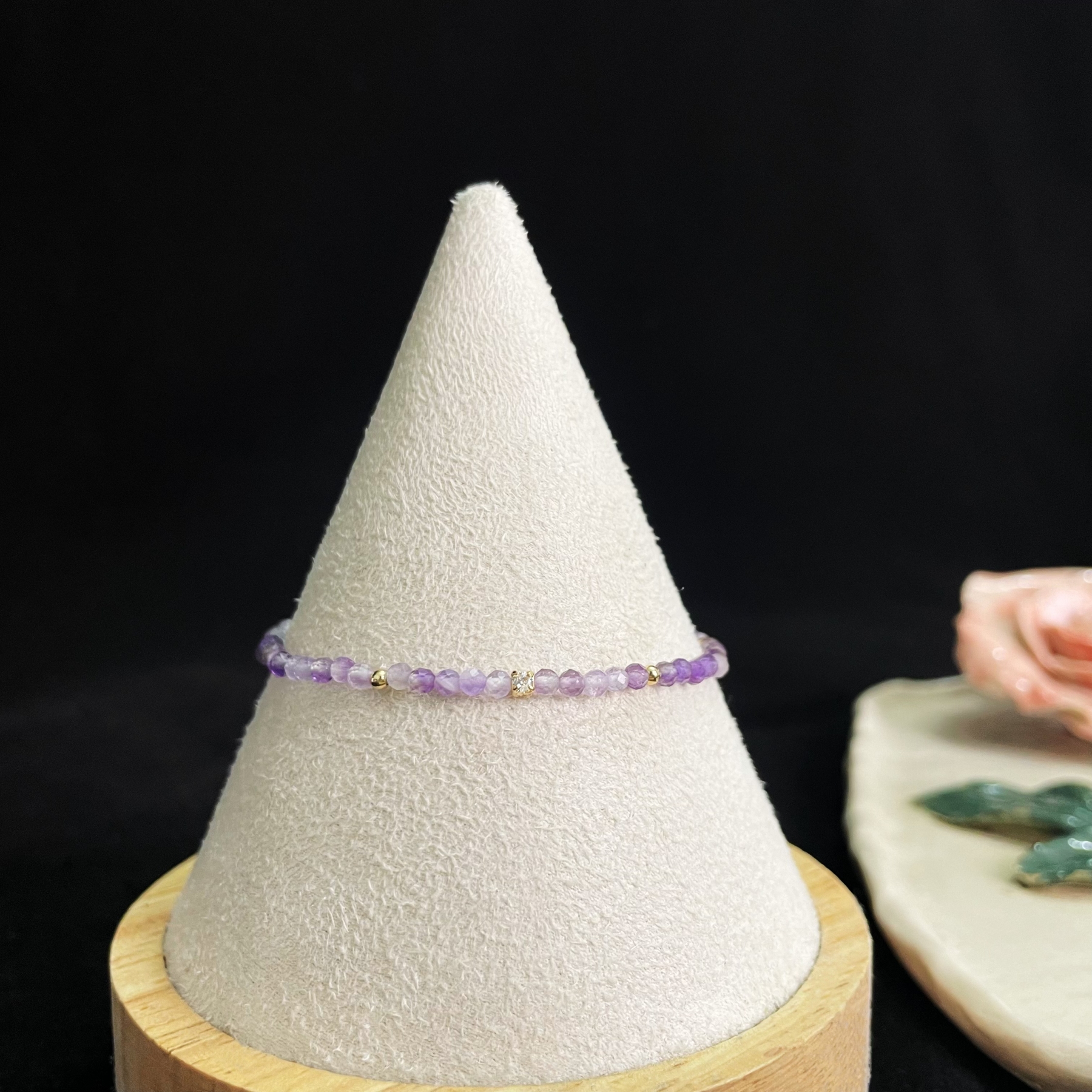 Thin Amethyst Bracelet with Zircon Accent