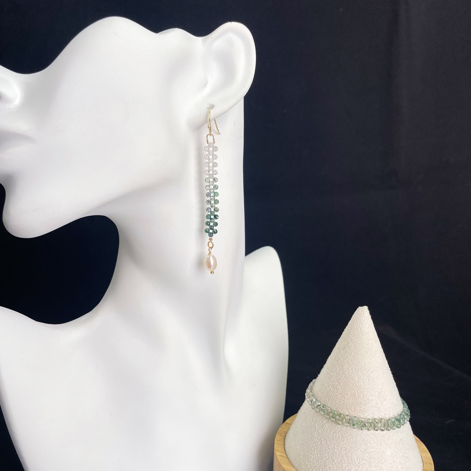 Green Gradient Moss Agate Woven Bracelet