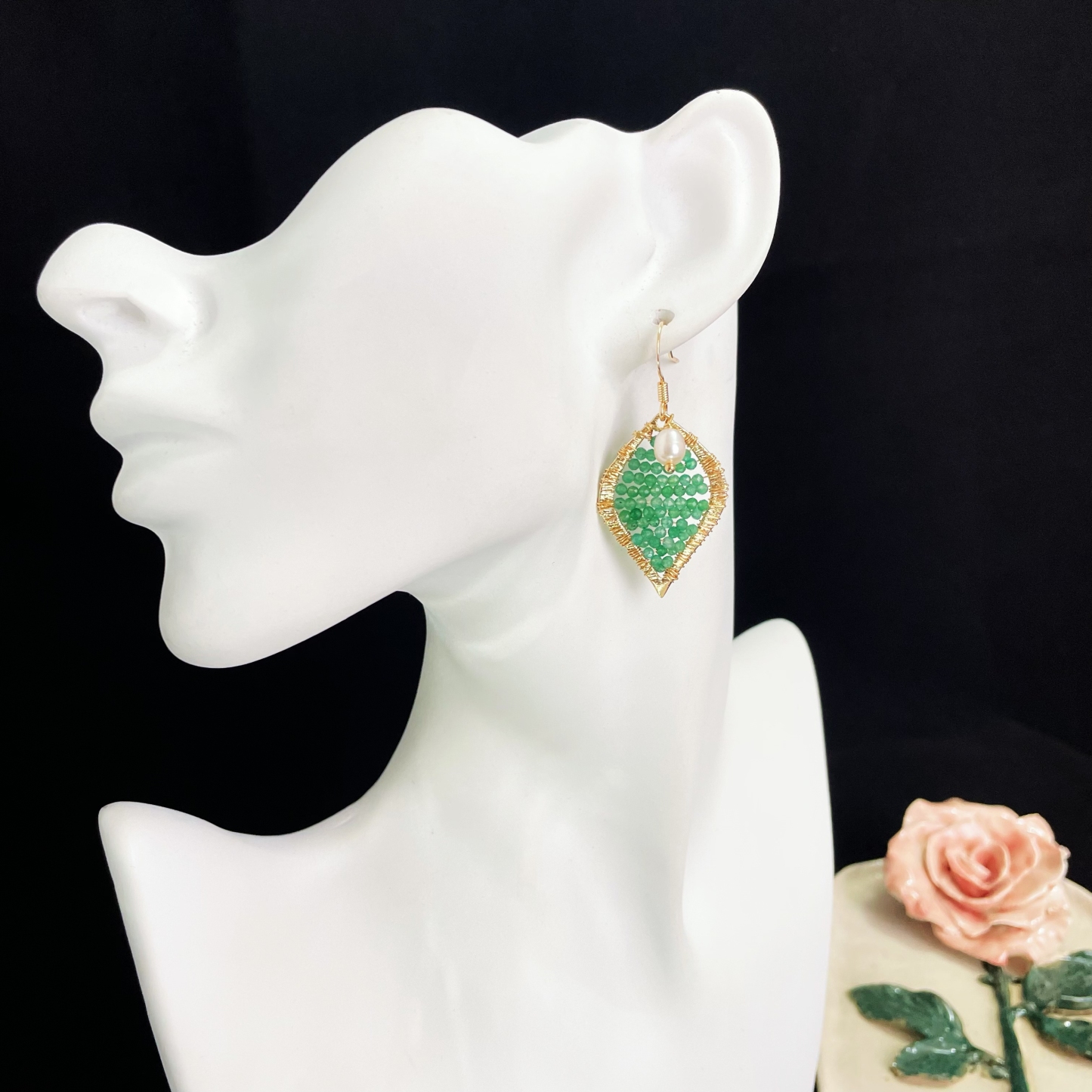 Aventurine Leaf Earrings Summer Spirit Nature's Elegance