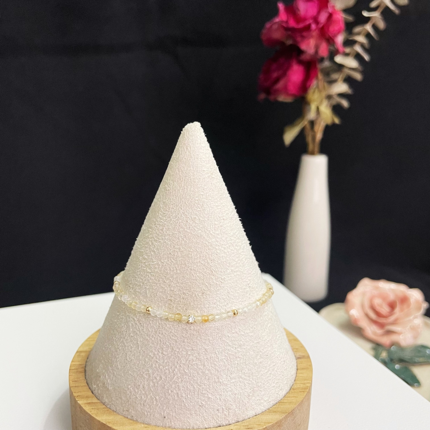 2mm Delicate Thin Citrine Faceted Beads Bracelet 