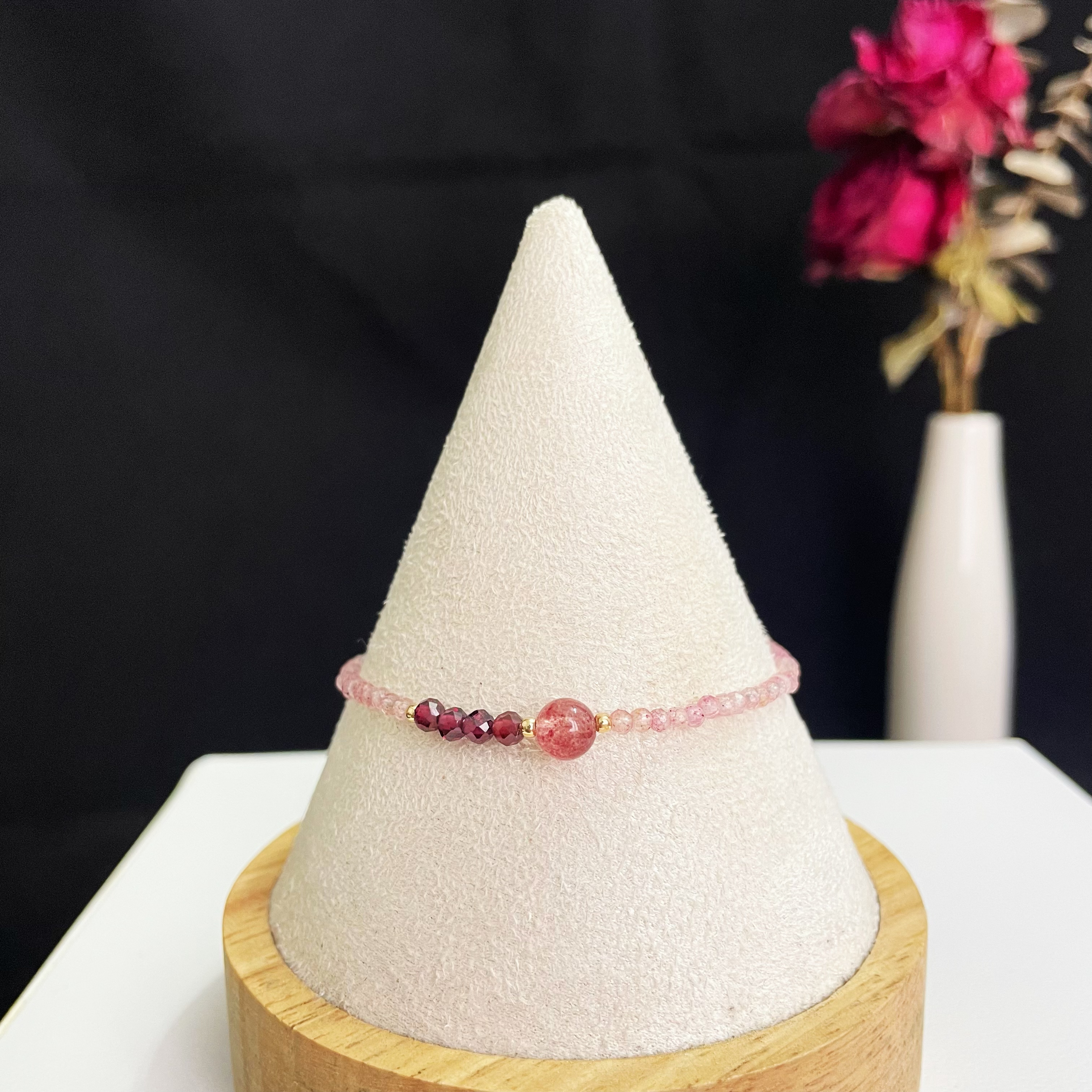 Love & Passion Bracelet Strawberry Quartz and Garnet Beaded Bracelet