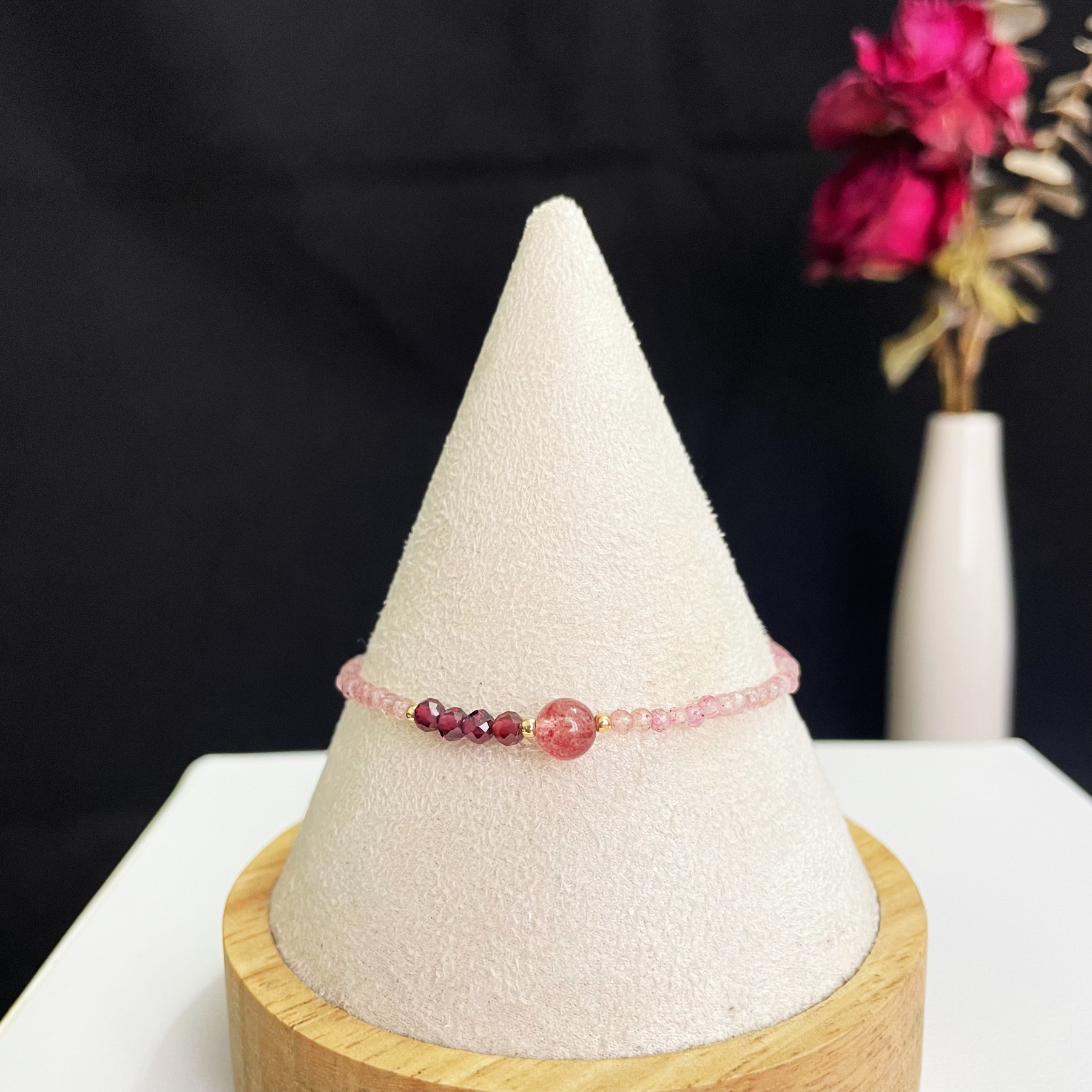 Love & Passion Bracelet Strawberry Quartz and Garnet Beaded Bracelet