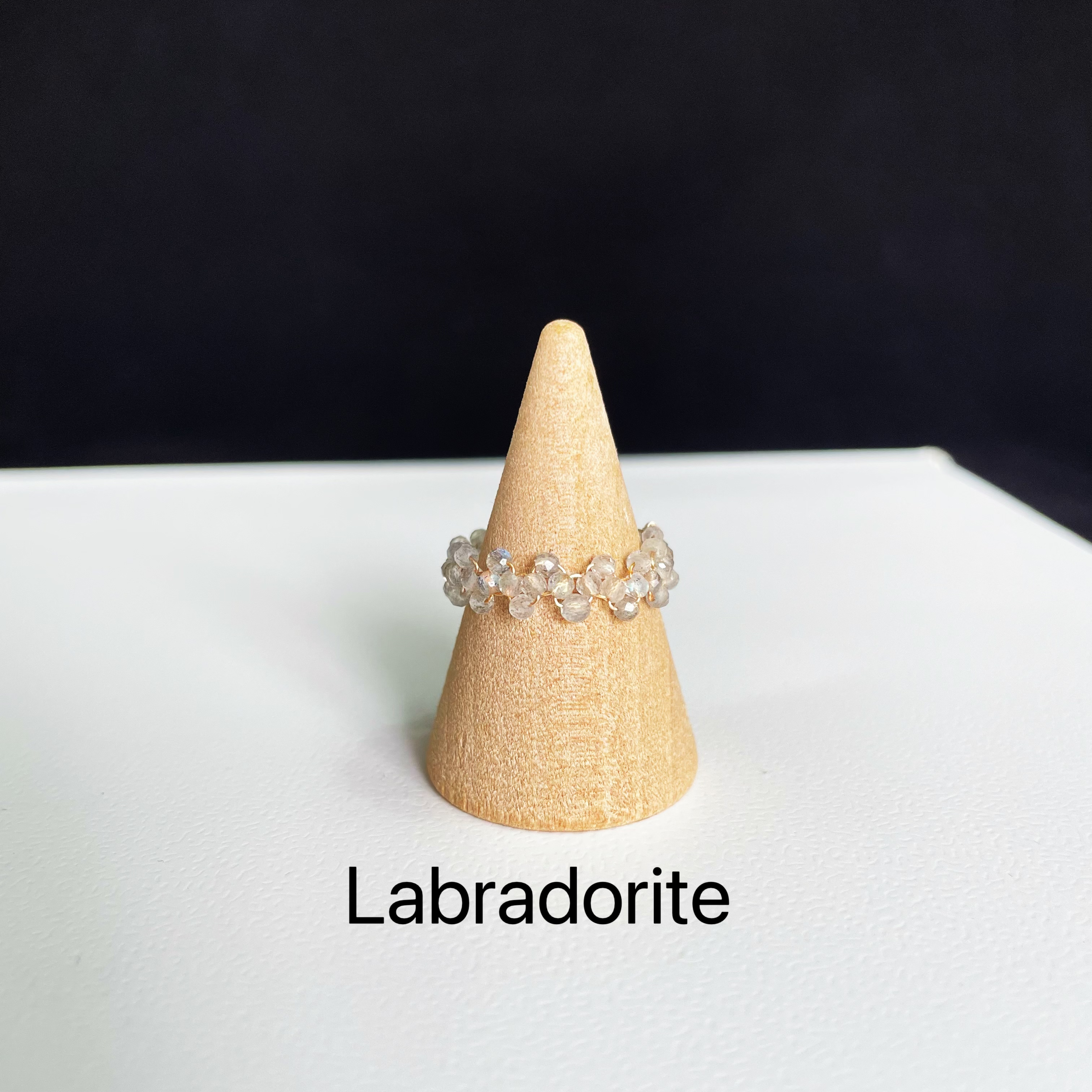 Gemstone Mini Faceted Beads Woven Lace Ring