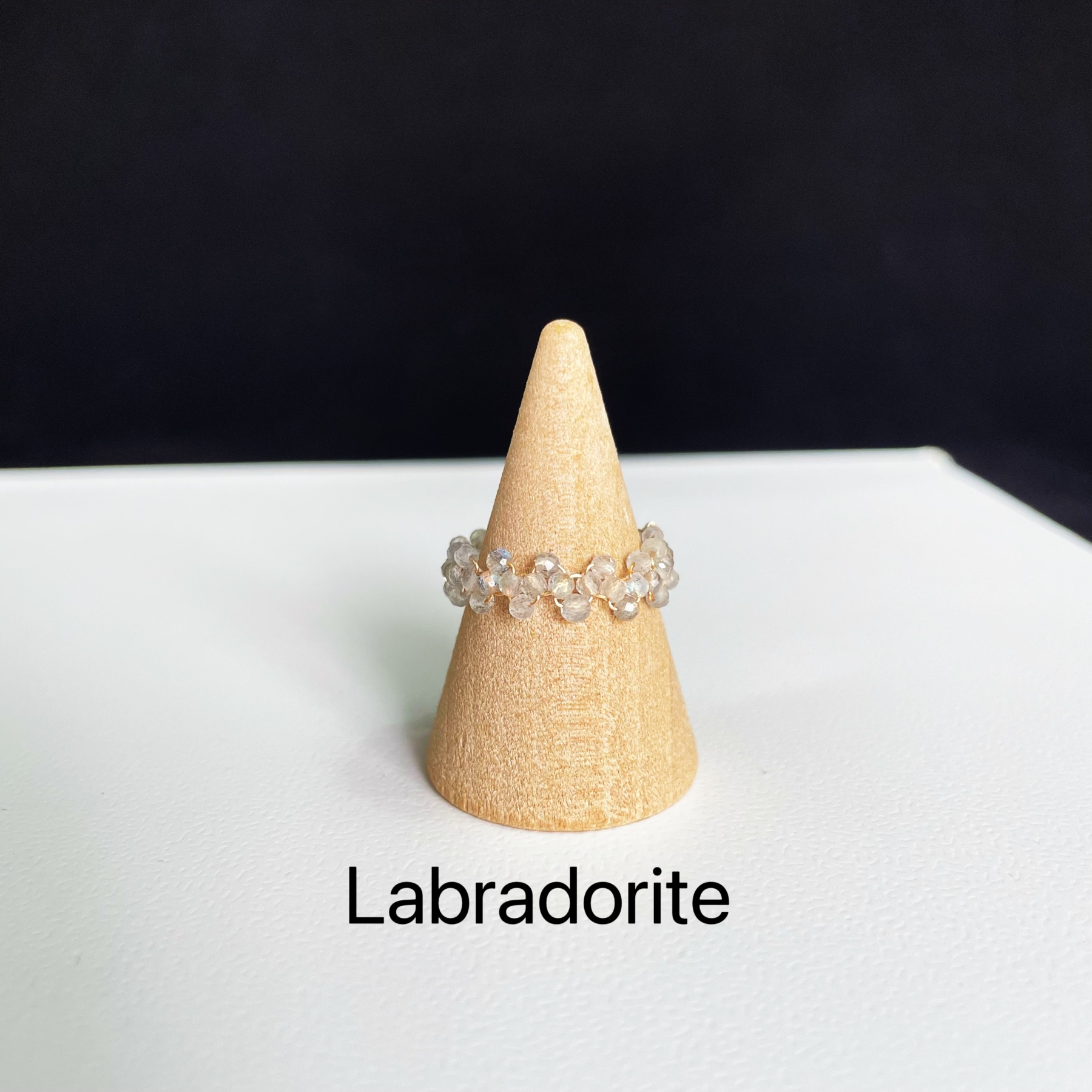 Gemstone Mini Faceted Beads Woven Lace Ring