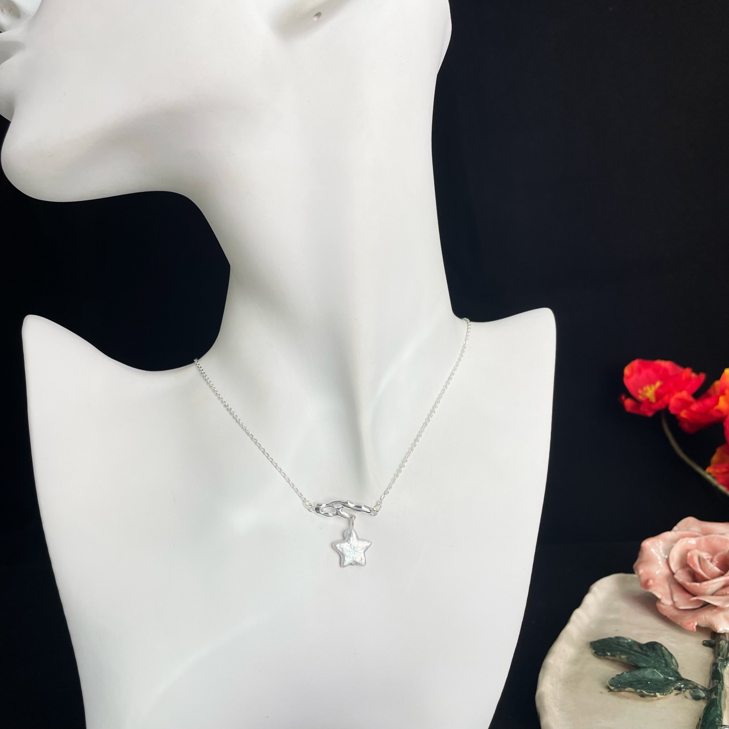 Magic Baroque Star Hanging on Branch Necklace