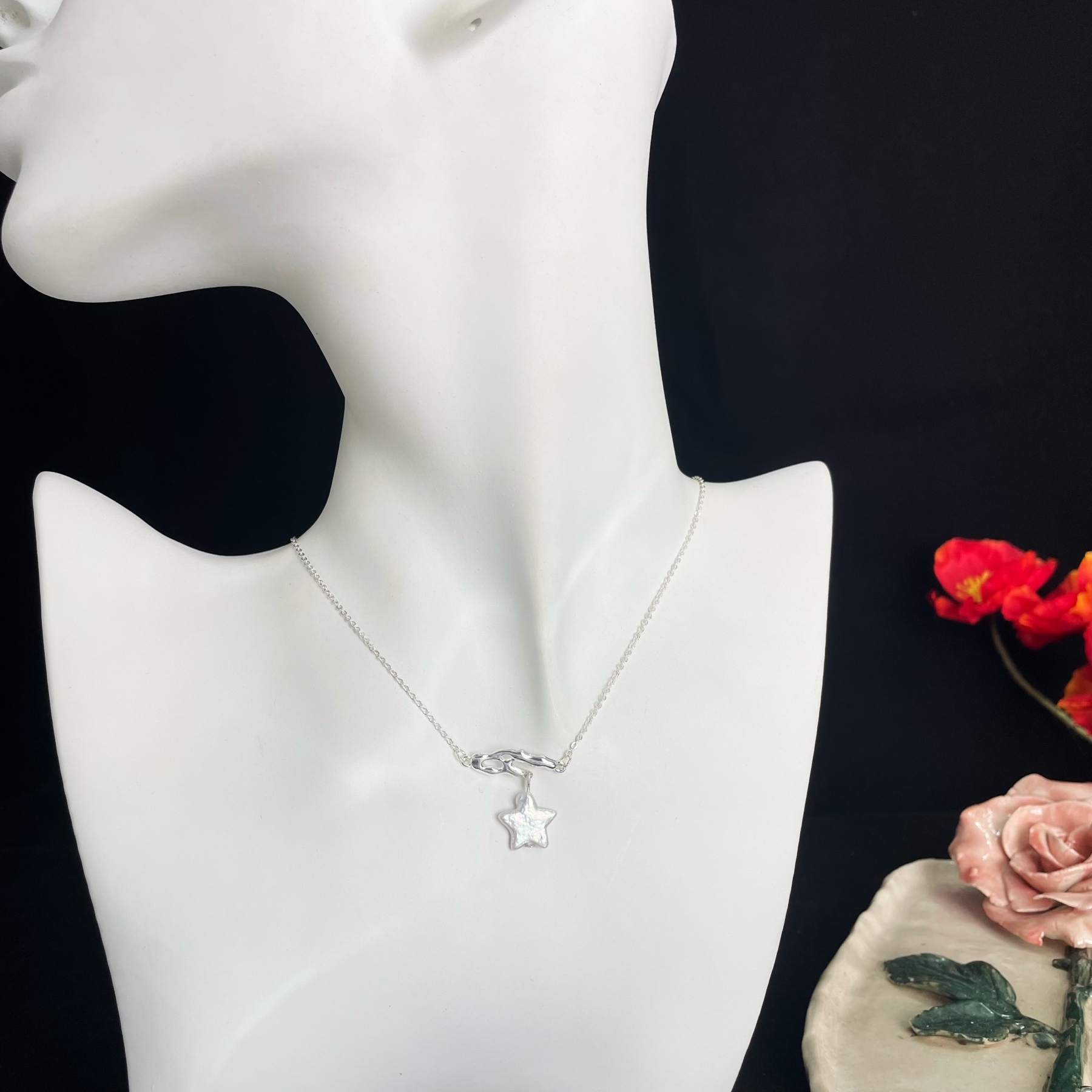 Magic Baroque Star Hanging on Branch Necklace