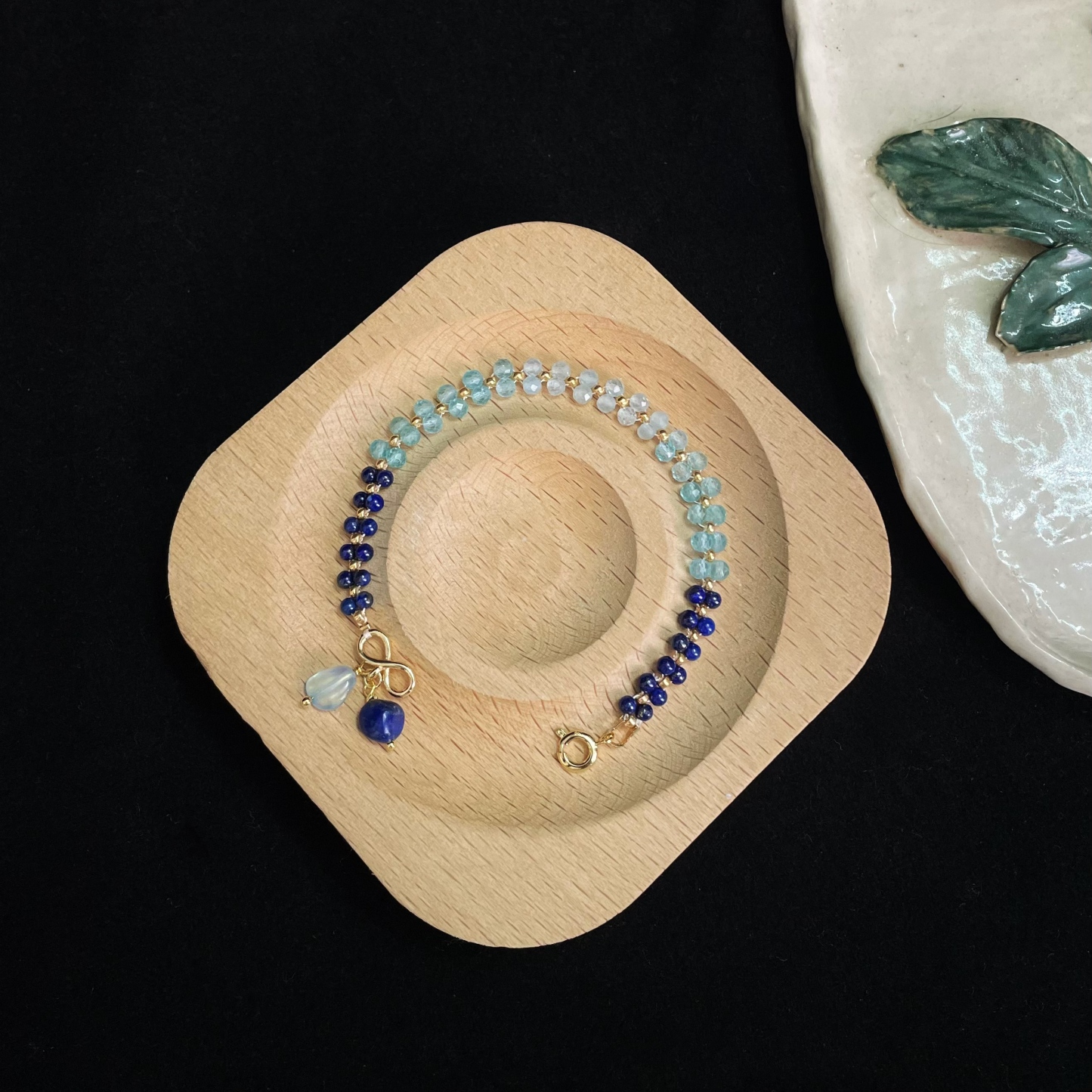 Handcrafted Ethereal Waves Woven Blue Gemstone Bracelet