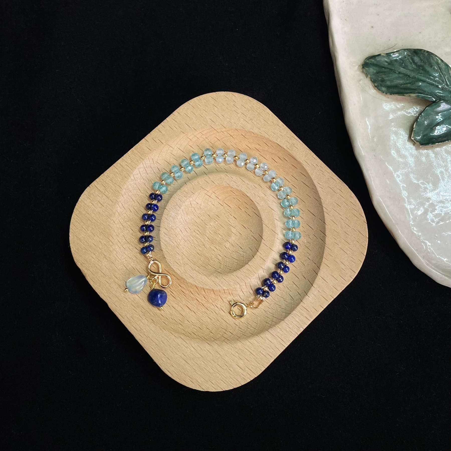 Handcrafted Ethereal Waves Woven Blue Gemstone Bracelet