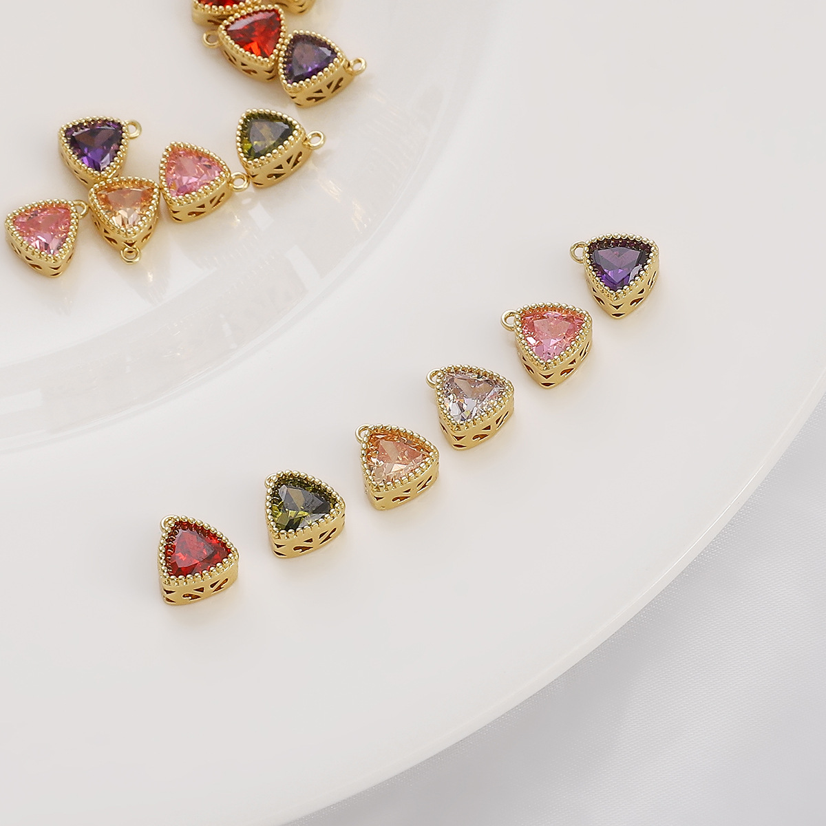 Colored Zircon Triangular Charm Pendant