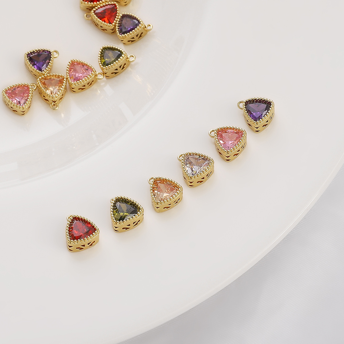 Colored Zircon Triangular Charm Pendant