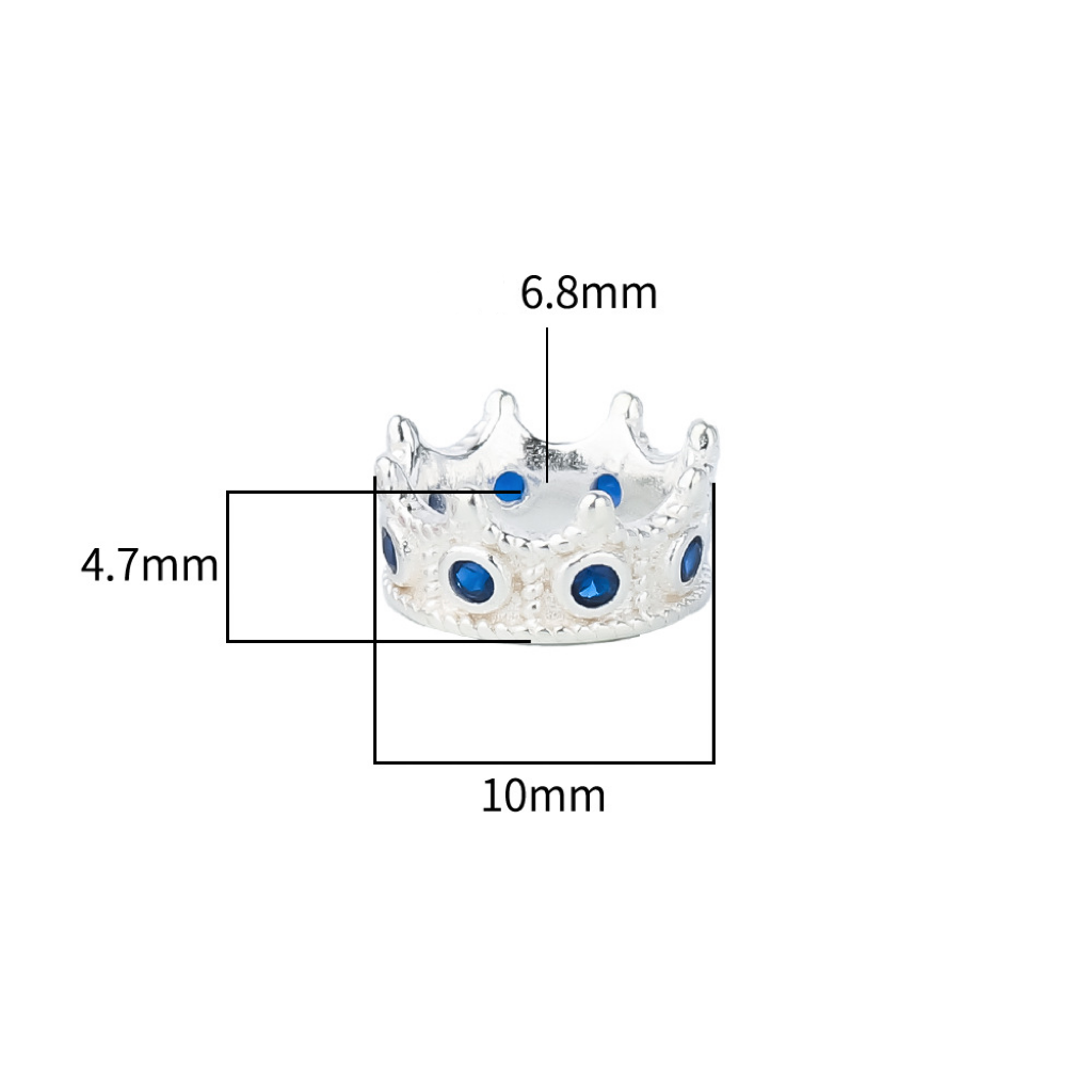Cubic Zirconia Inlaid 925 Sterling Silver Crown Bead Cap Spacer Accessory