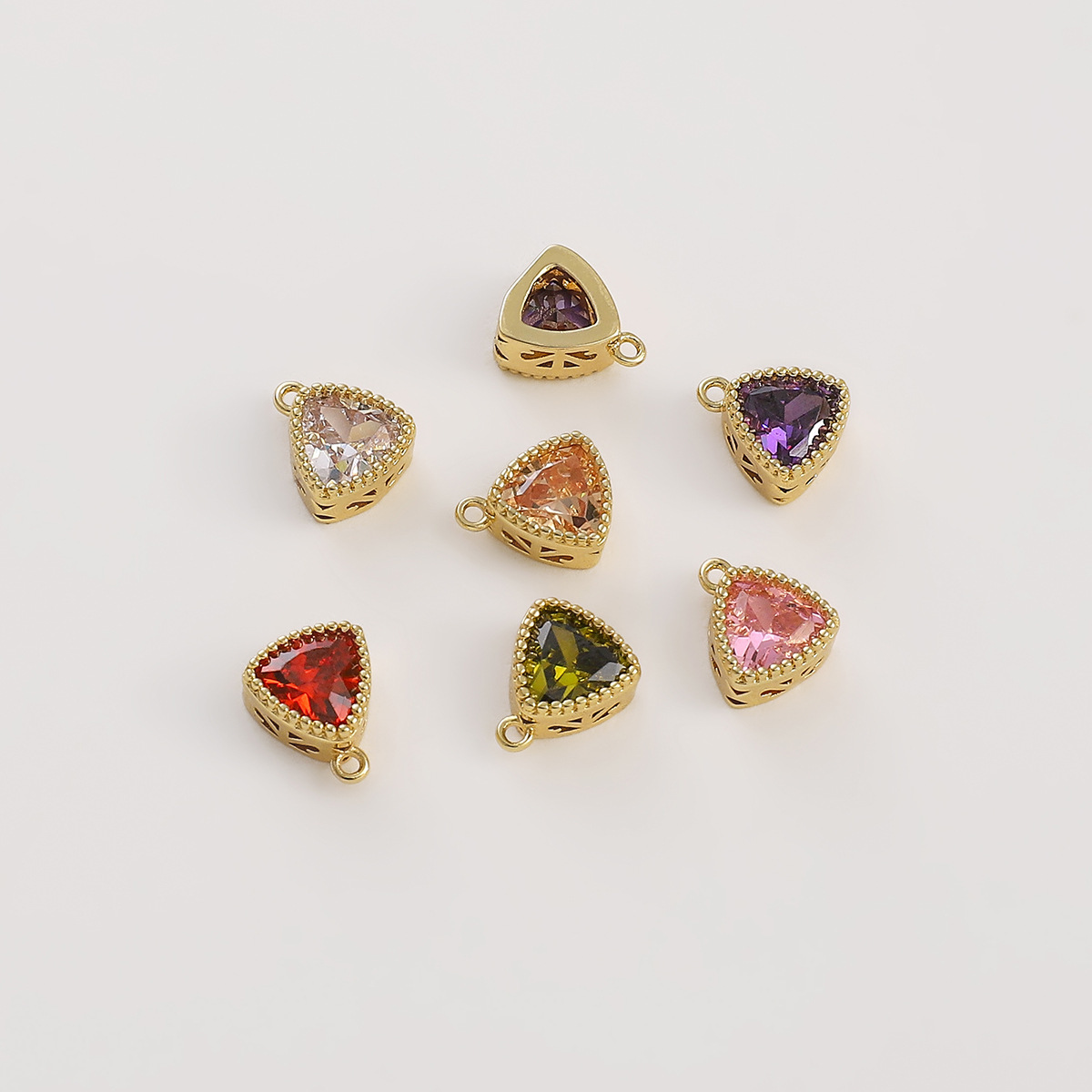 Colored Zircon Triangular Charm Pendant
