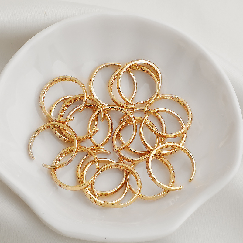 Gold Plated Double Line Holes Open Ring Accessory for Ring DIY