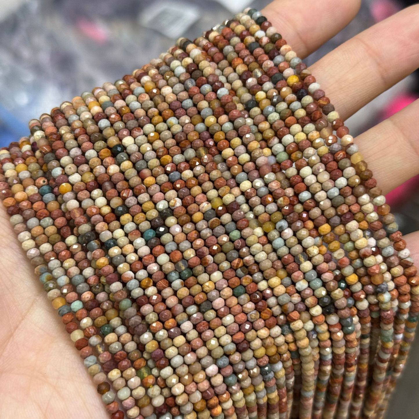 2*3mm 3*4mm Natural Gemstone Faceted Wheel Beads Strand for Jewelry DIY