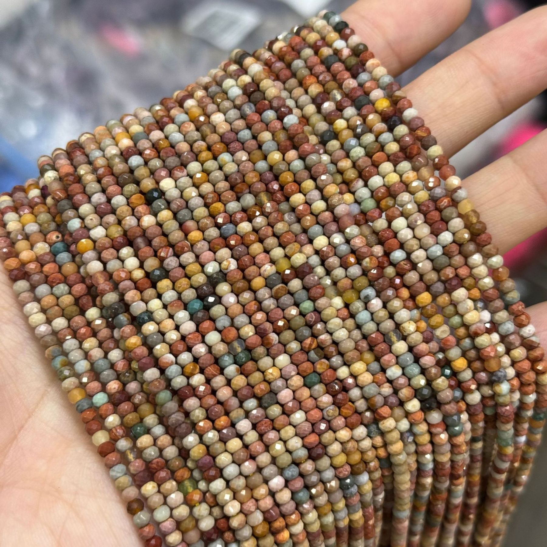 2*3mm 3*4mm Natural Gemstone Faceted Wheel Beads Strand for Jewelry DIY