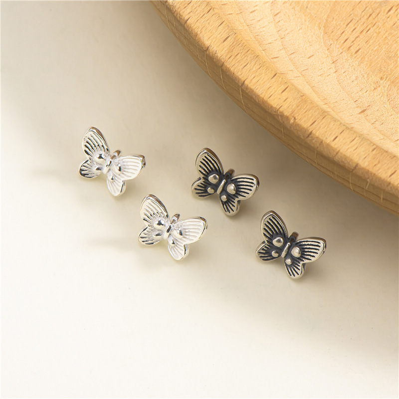 Cute 925 Silver Little Butterfly Spacer Bead Jewelry Charm for DIY