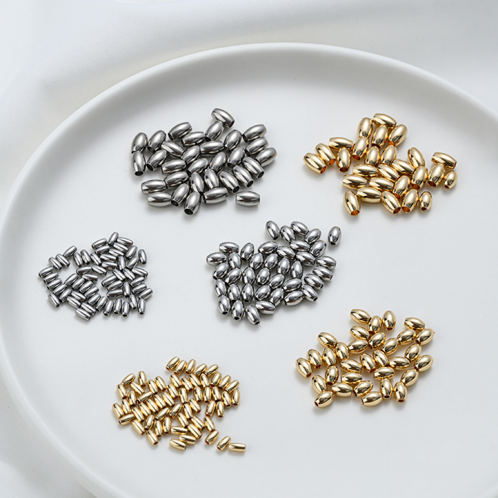 Stainless Titanium Steel Rice Shaped Beads for Jewelry DIY 10pcs