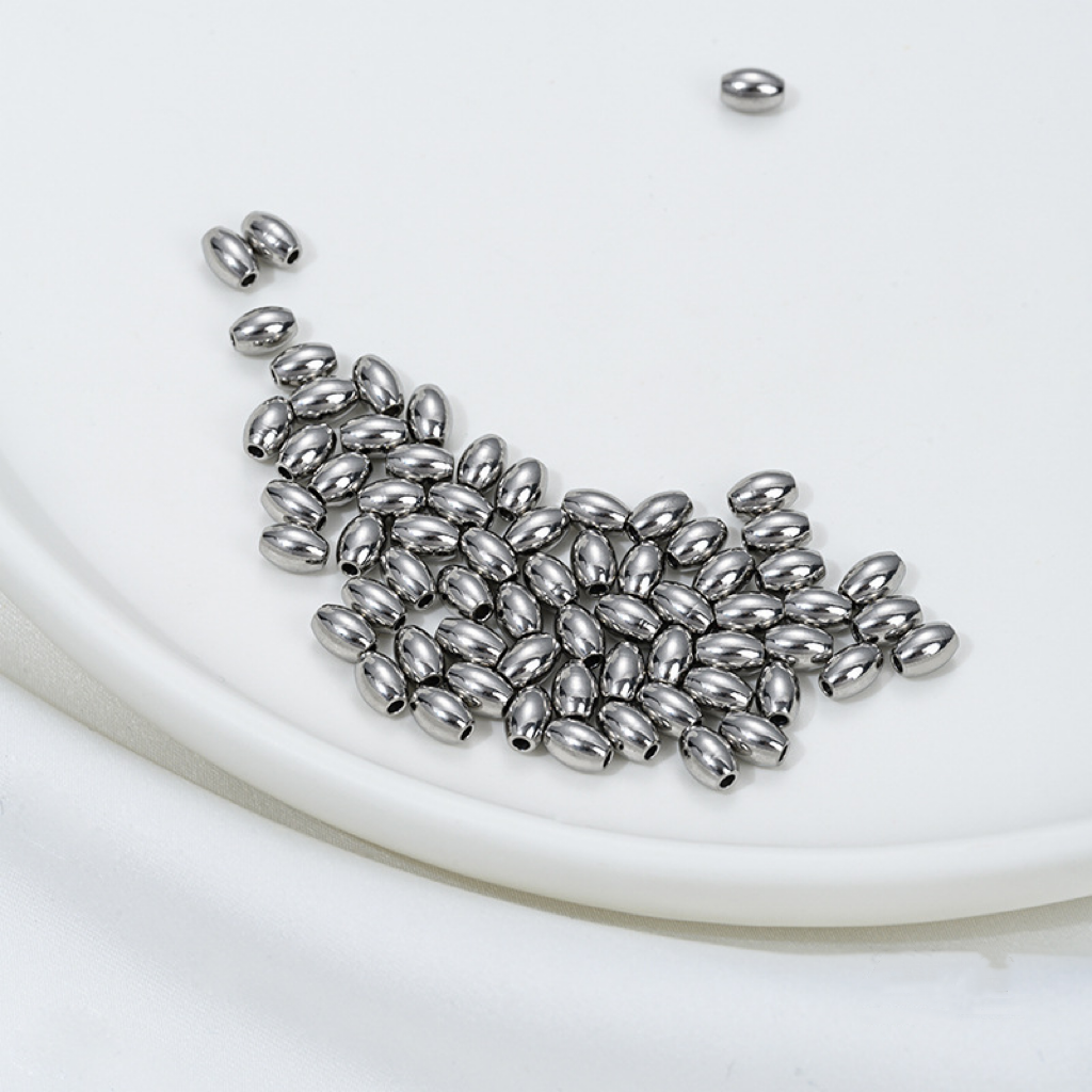 Stainless Titanium Steel Rice Shaped Beads for Jewelry DIY 10pcs