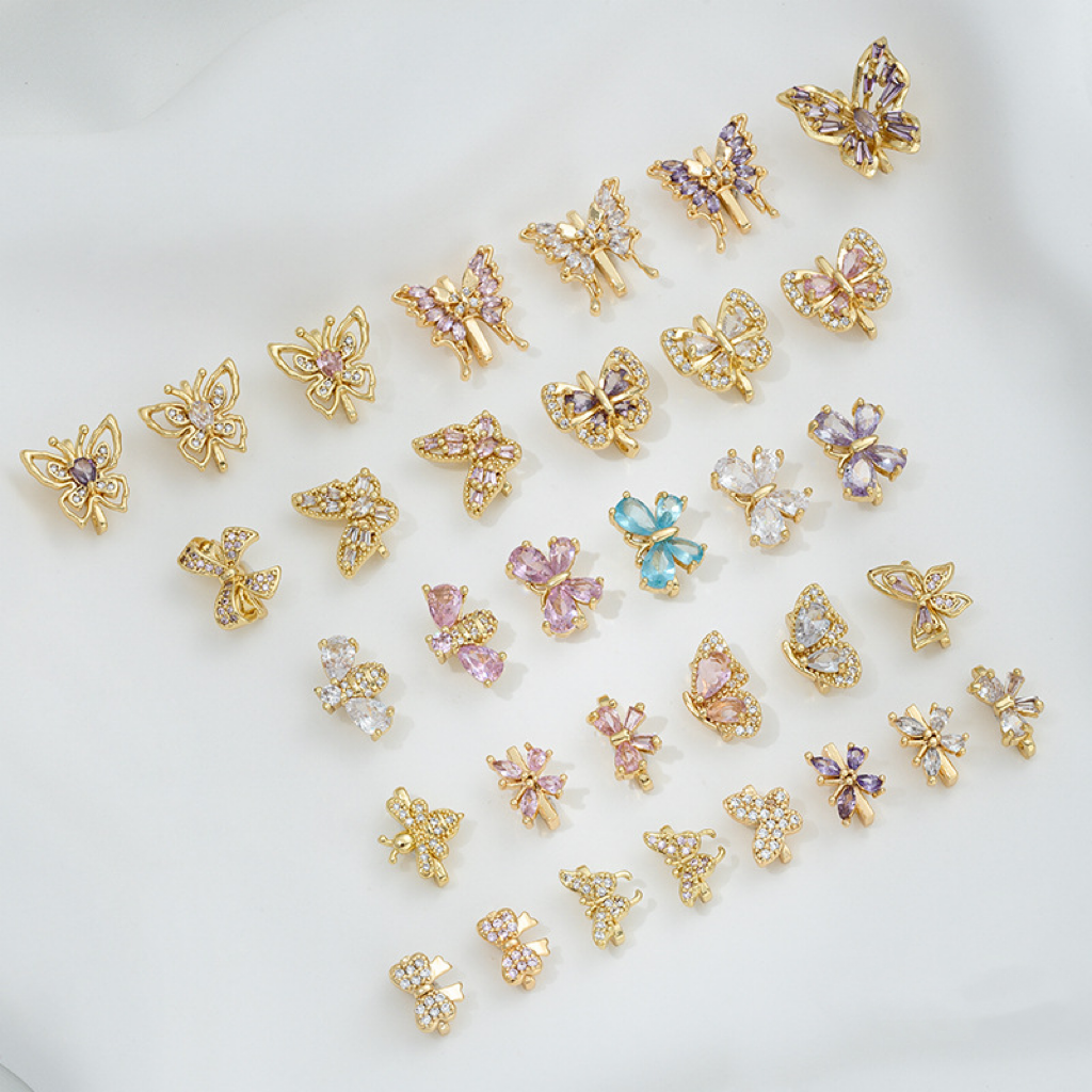 Zircon Inlaid Butterfly Bee Bowknot Spacer Bead Three Rows Two Rows