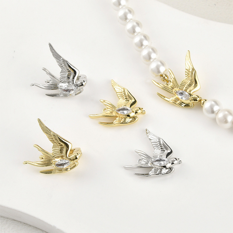 Gold Plated Swallow Charm Jewelry Pendant Jewelry Buckle