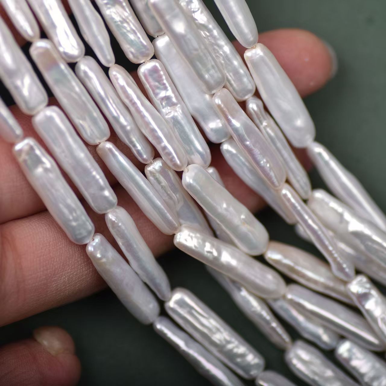 Baroque Bar shaped freshwater pearls with cross hole 6*22mm 1 bead