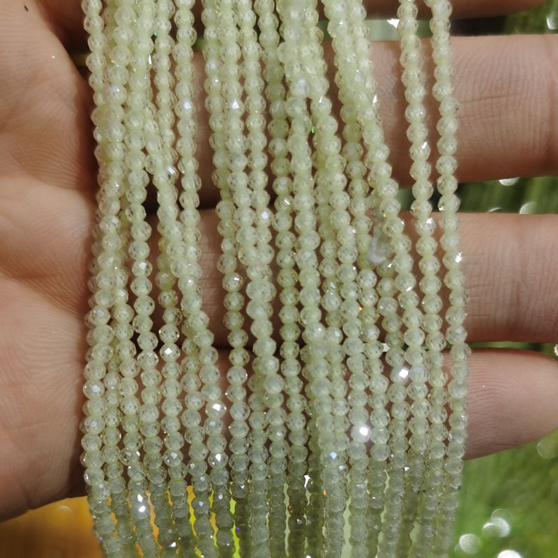 Natural Gemstone Colored Zircon Faced Beads Strand