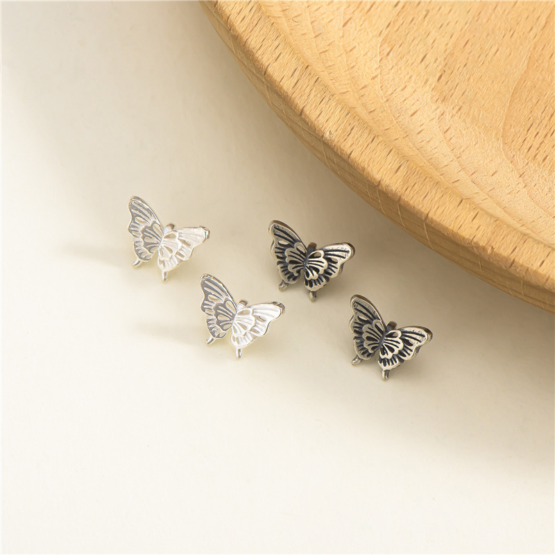 Cute 925 Silver Little Butterfly Spacer Bead Jewelry Charm for DIY