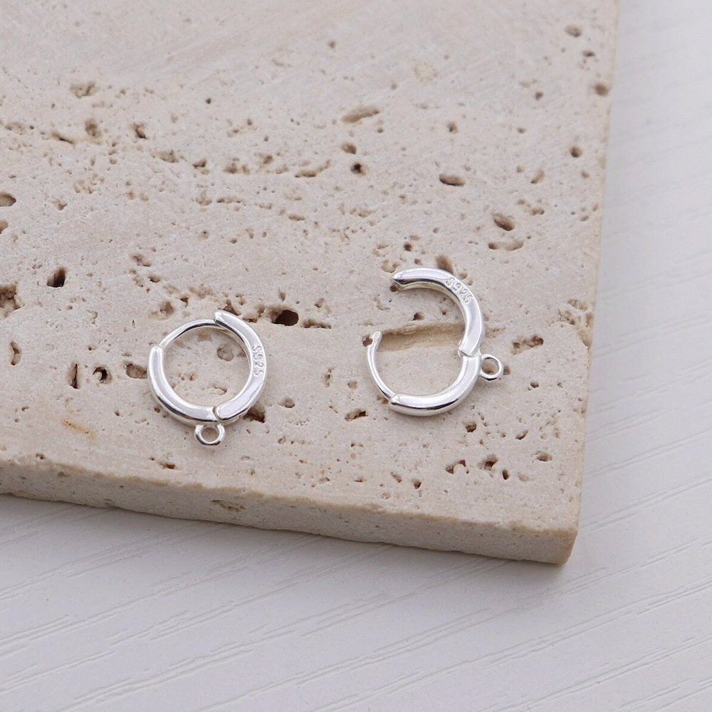 925 Sterling Silver Round Circle Clasp Earrings Hook with Hanging ring Accessories