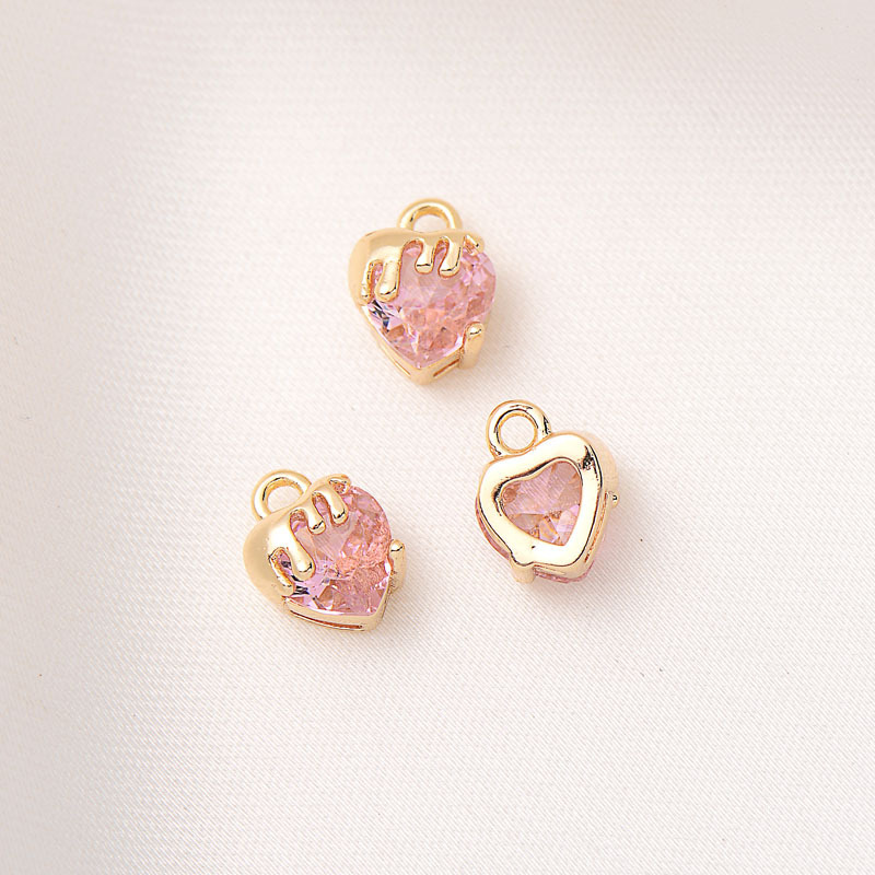 6.7*8.5MM Colored Zircon Inlaid Heart Pendant Jewelry Charm