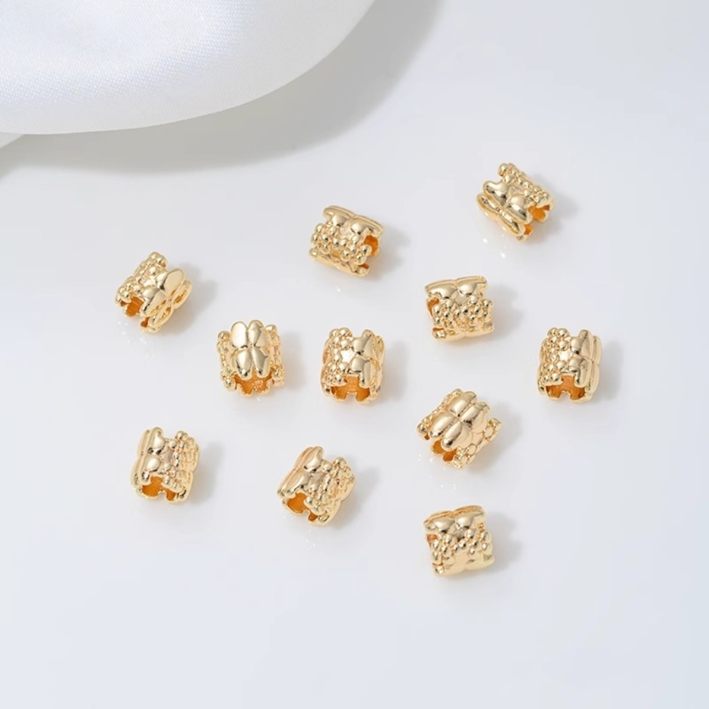 Gold Plated Decorative Tubular Spacer Bead for Jewelry Making Multiple Style