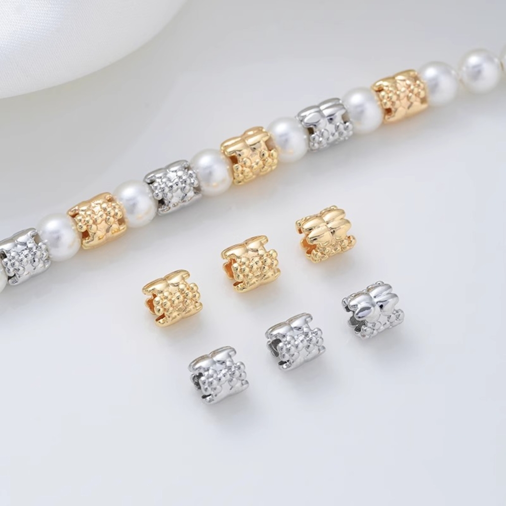 Gold Plated Decorative Tubular Spacer Bead for Jewelry Making Multiple