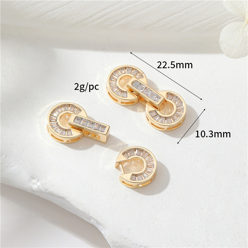 Zirconia Inlaid Two Rings Buckle for Necklace and Bracelet Making