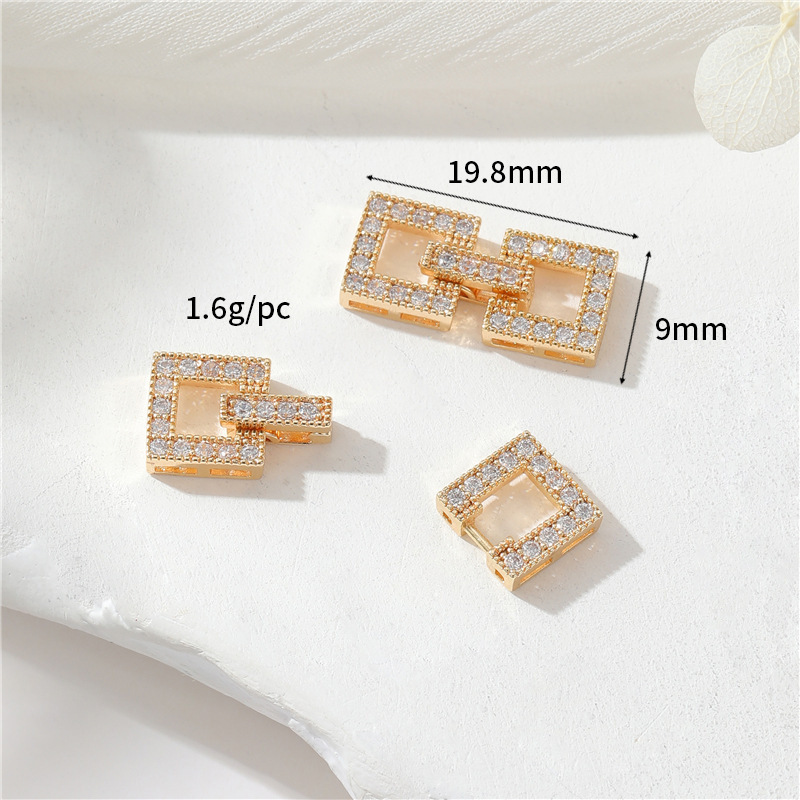 Zirconia Inlaid Two Rings Buckle for Necklace and Bracelet Making