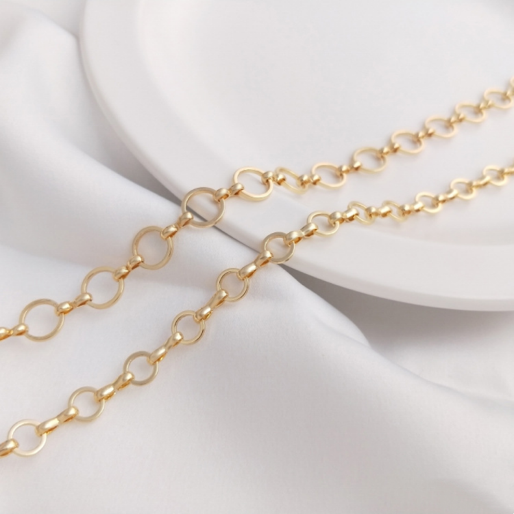14k Gold plated 6mm 8mm Ring Chain for Jewelry DIY 50cm