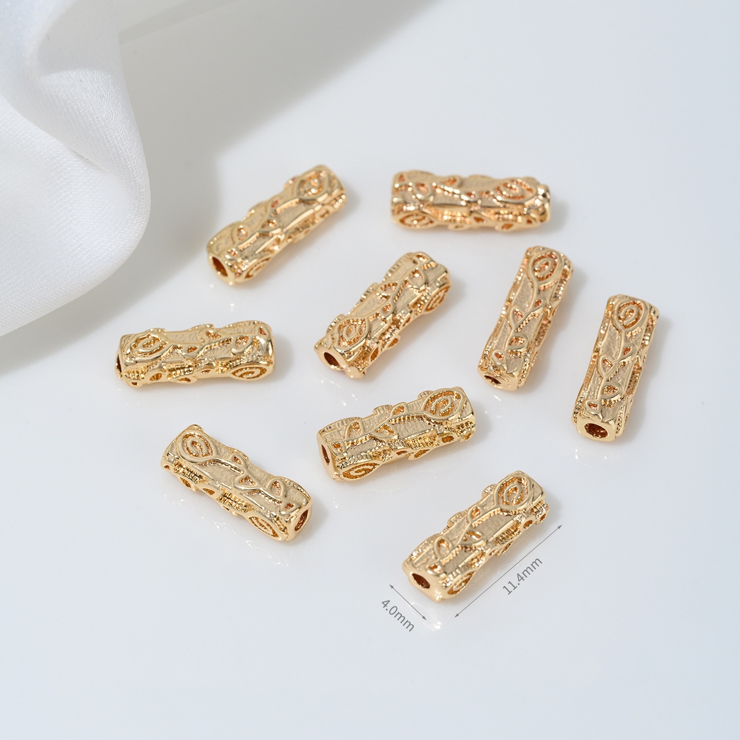 Gold Plated Cubic Zirconia Inlaid Tube Spacer Beads Connector for Jewelry DIY Multiple Style