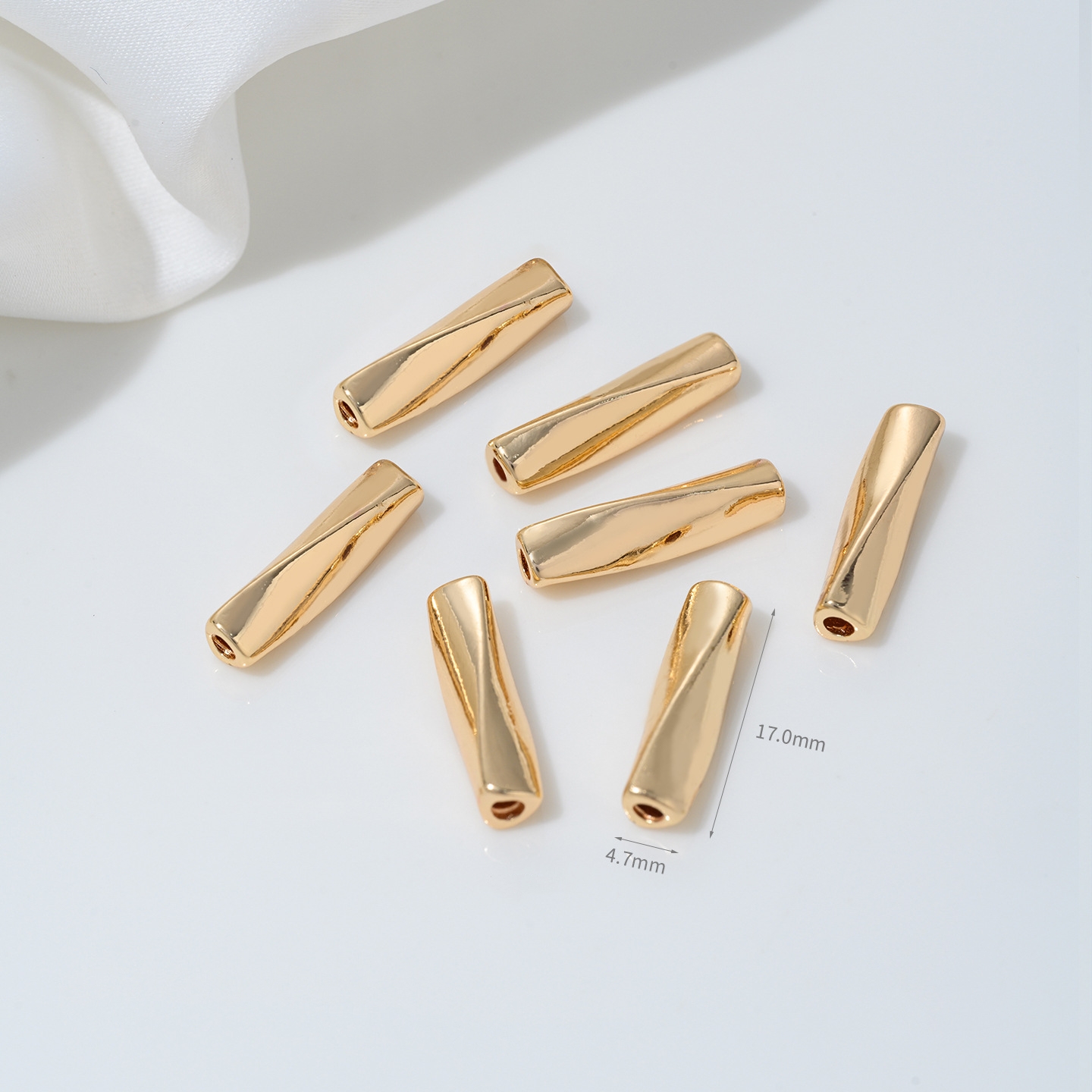 Gold Plated Cubic Zirconia Inlaid Tube Spacer Beads Connector for Jewe