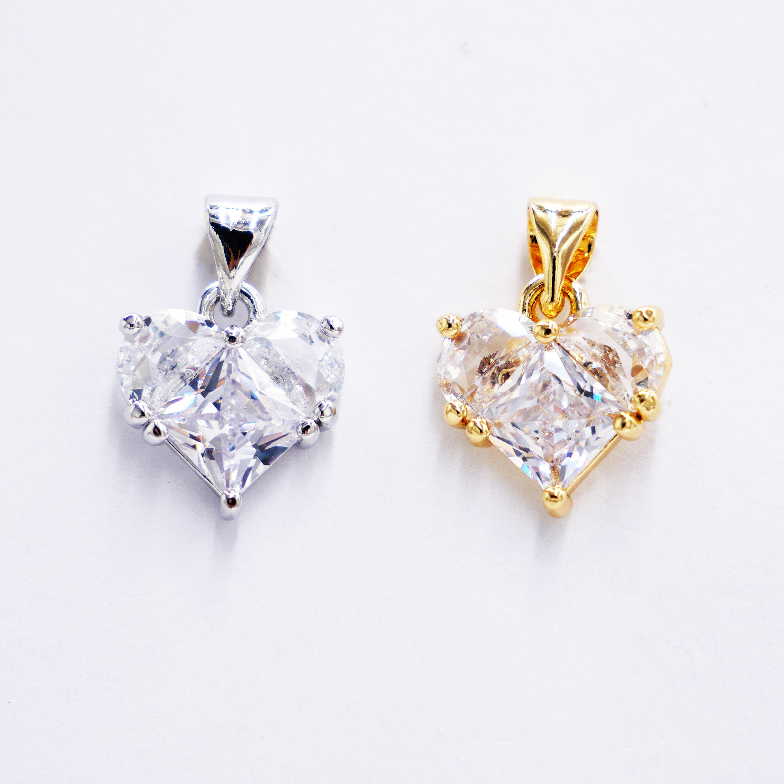 12mm Colored Faced Zircon Heart Pendant Jewelry Charms