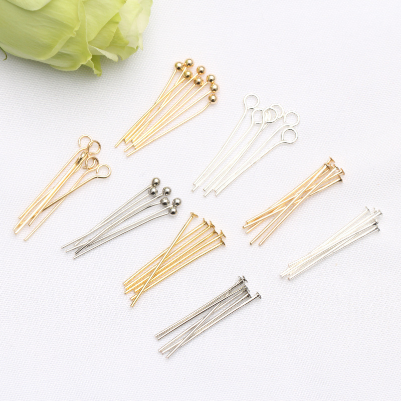 High Quality Gold Plated Silver Plated Needle Ball Pin Flat Head Pin Eye Pin 100pcs