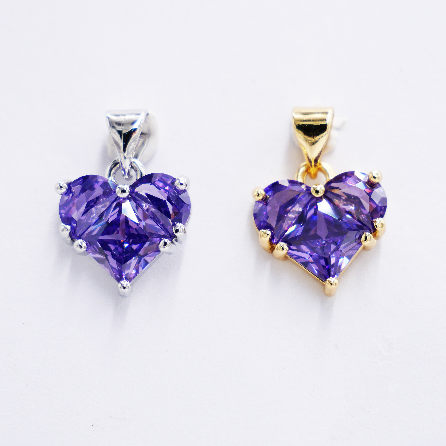 12mm Colored Faced Zircon Heart Pendant Jewelry Charms
