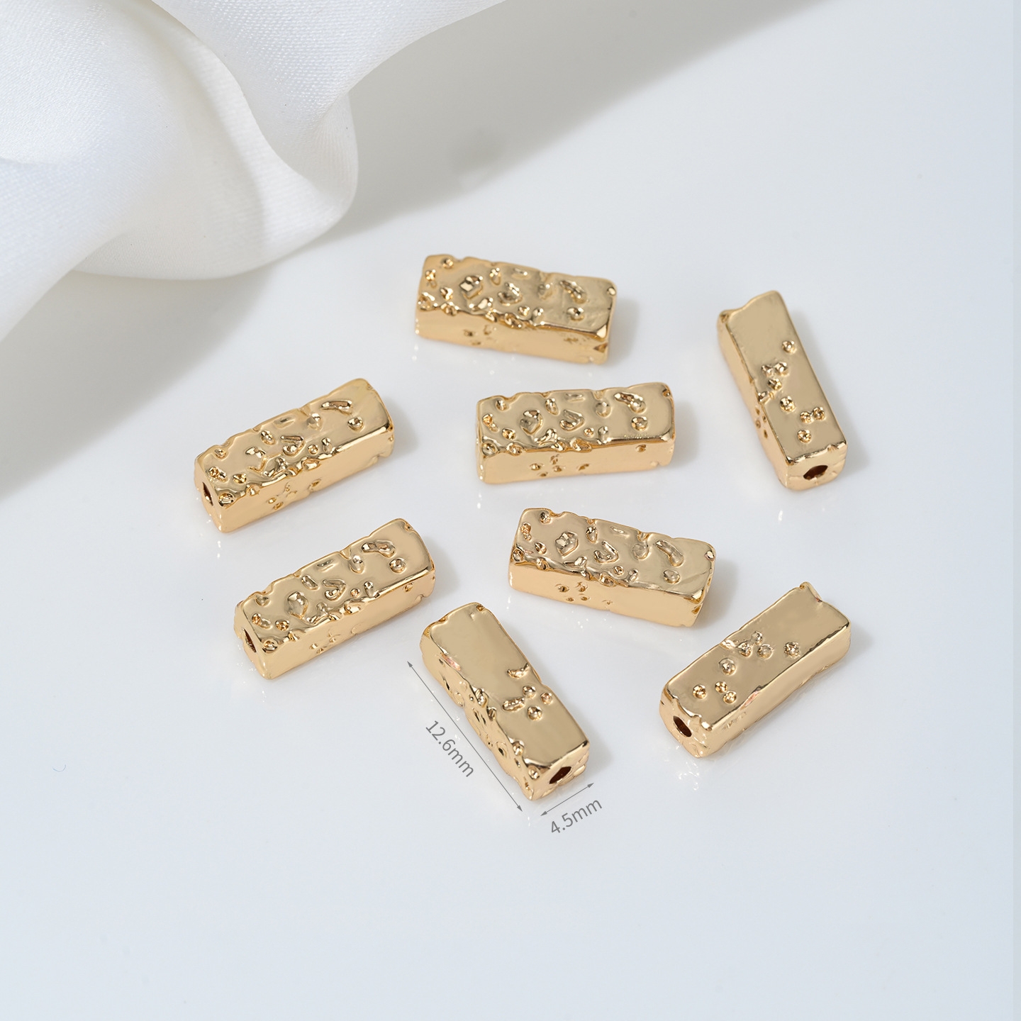 Gold Plated Cubic Zirconia Inlaid Tube Spacer Beads Connector for Jewe