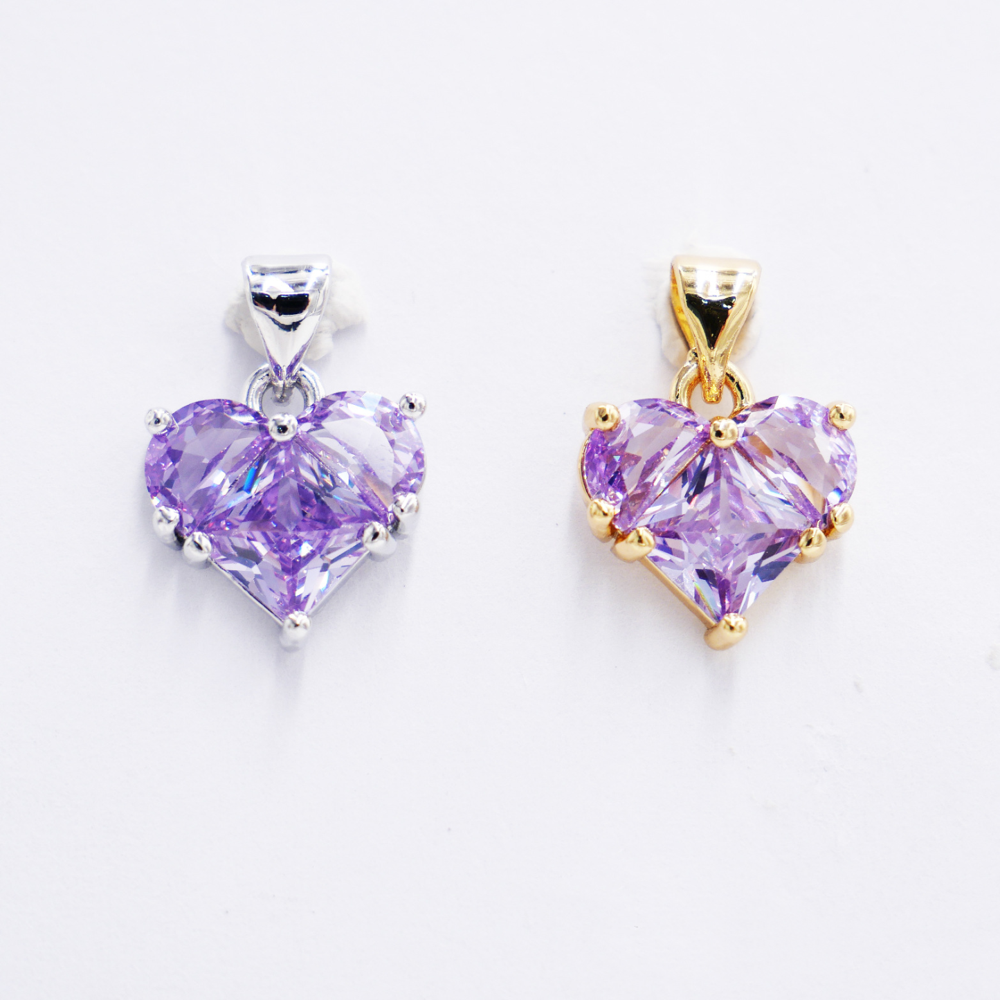 12mm Colored Faced Zircon Heart Pendant Jewelry Charms