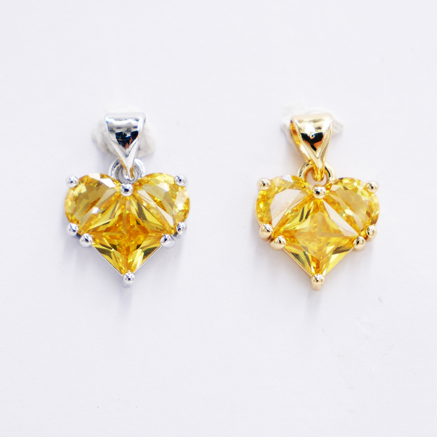 12mm Colored Faced Zircon Heart Pendant Jewelry Charms