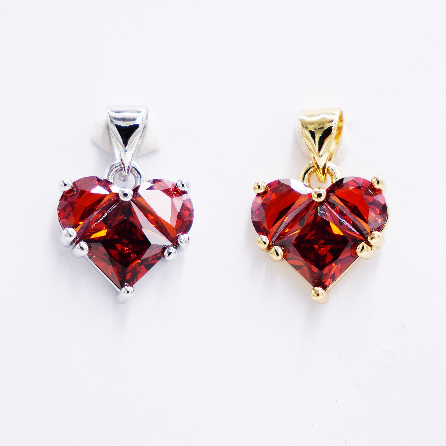 12mm Colored Faced Zircon Heart Pendant Jewelry Charms