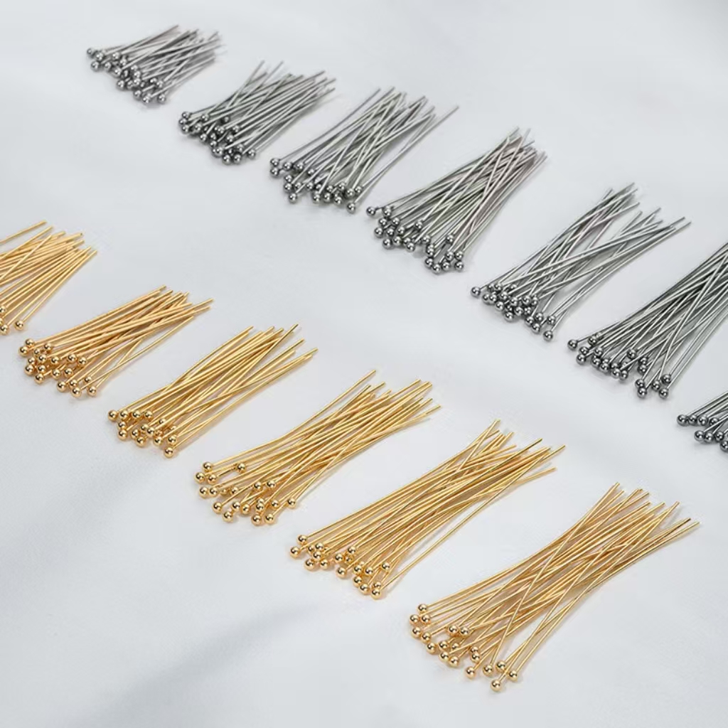 Handmade Titanium Needle Accessory Ball Pins Flat Pins Eye Pins 100pcs