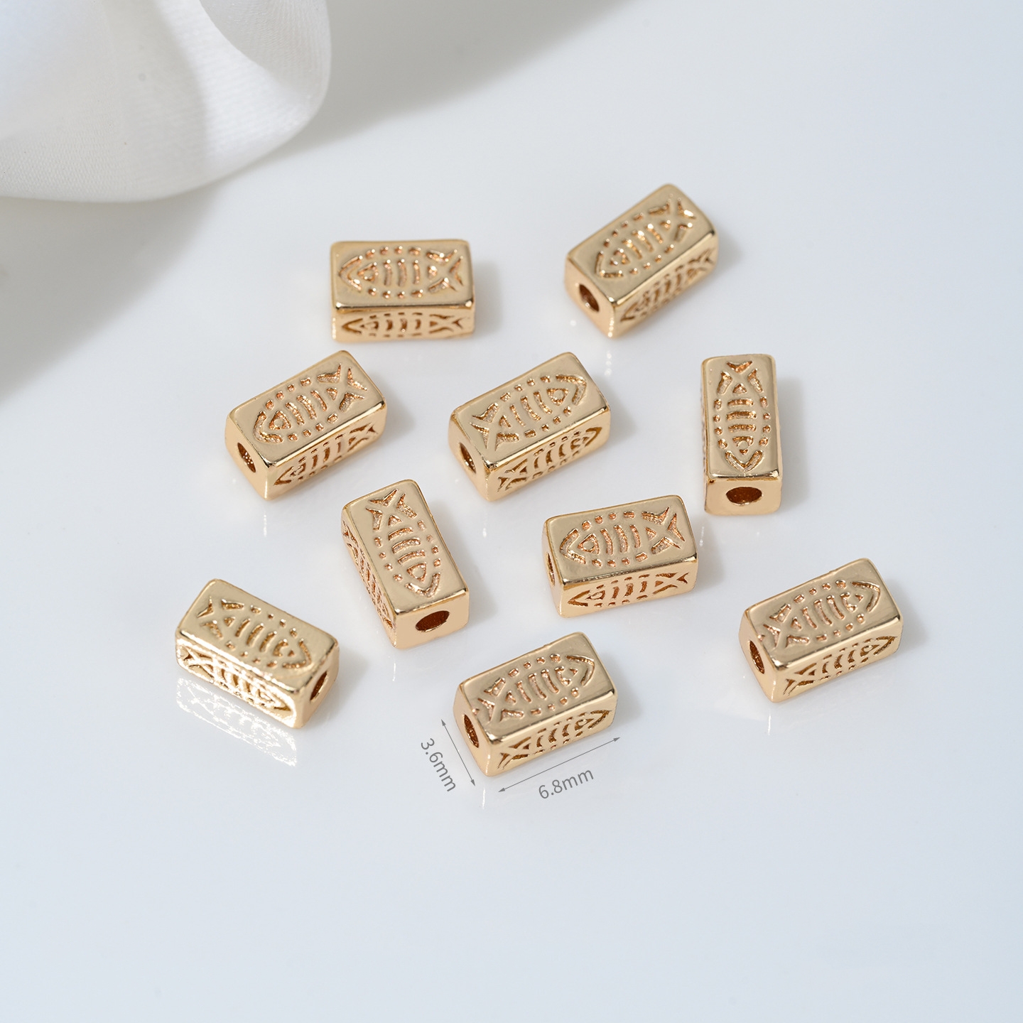 Gold Plated Cubic Zirconia Inlaid Tube Spacer Beads Connector for Jewe