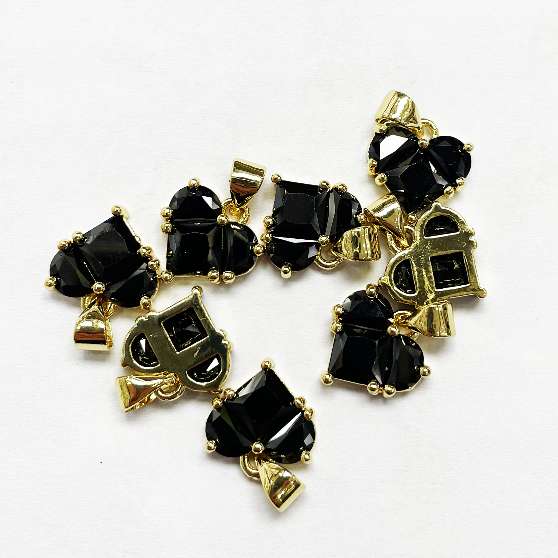 12mm Colored Faced Zircon Heart Pendant Jewelry Charms