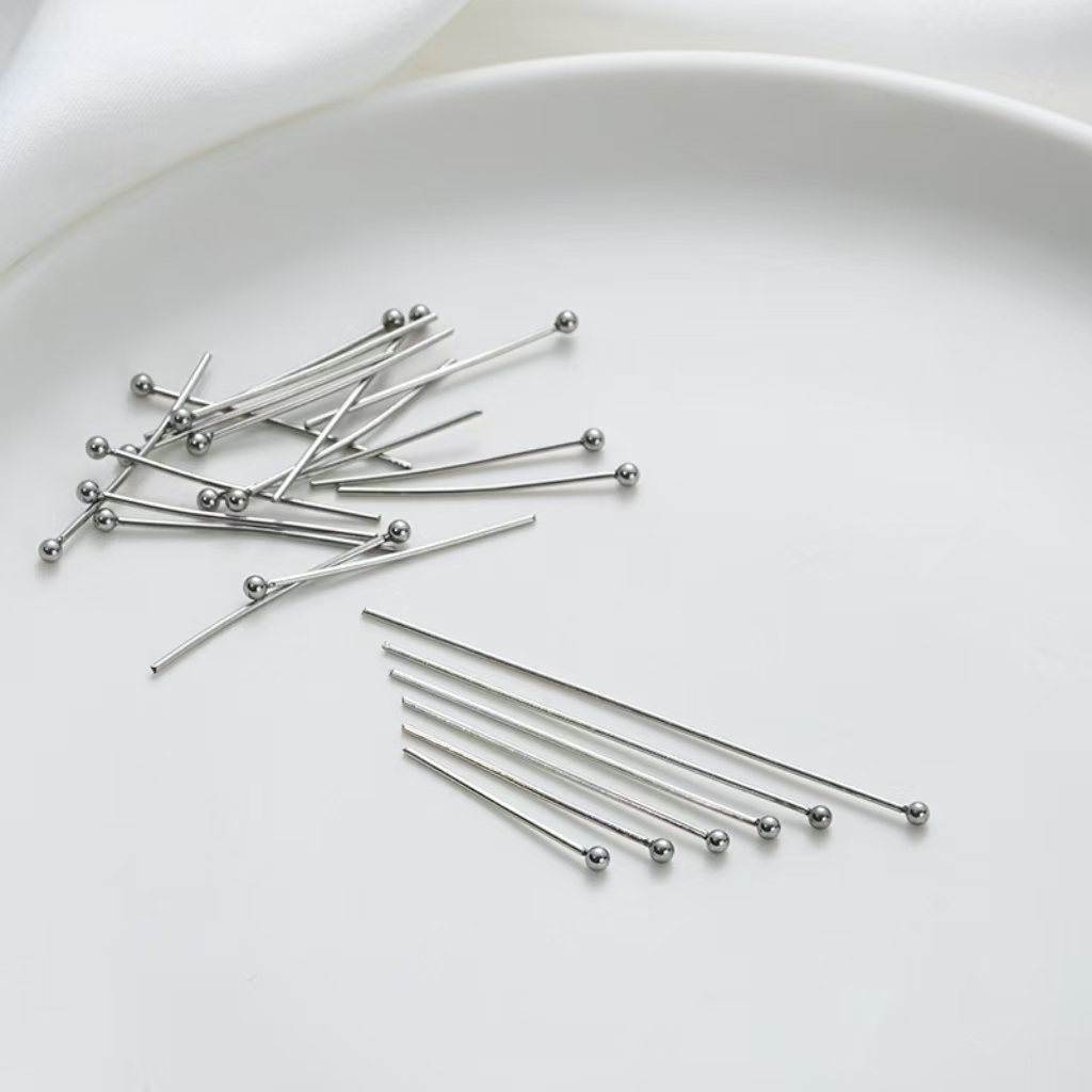 Handmade Titanium Needle Accessory Ball Pins Flat Pins Eye Pins 100pcs
