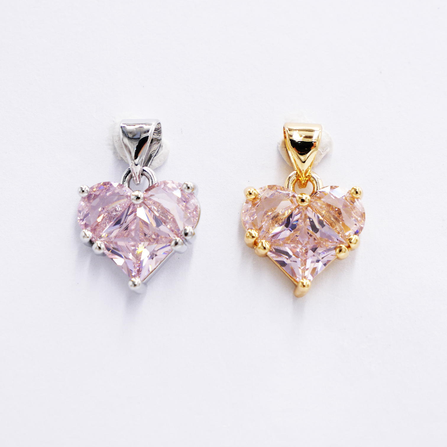 12mm Colored Faced Zircon Heart Pendant Jewelry Charms